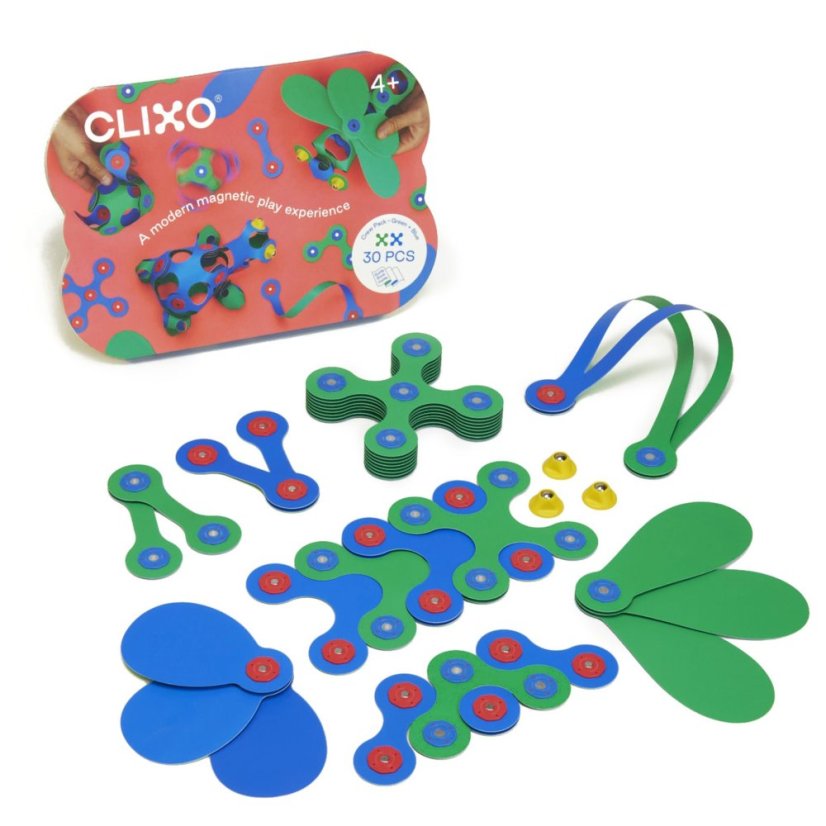 CLIXO Crew Blue & Green - magnetická stavebnica 30 kusov
