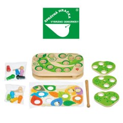 Lucy & Leo - Chytanie húseníc – drevená motorická stolová hra s magnetmi