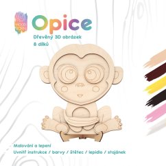 Opice - Dřevěná 3D omalovánka