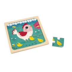 Janod Drevené puzzle s predlohou pre najmenších - Sliepka