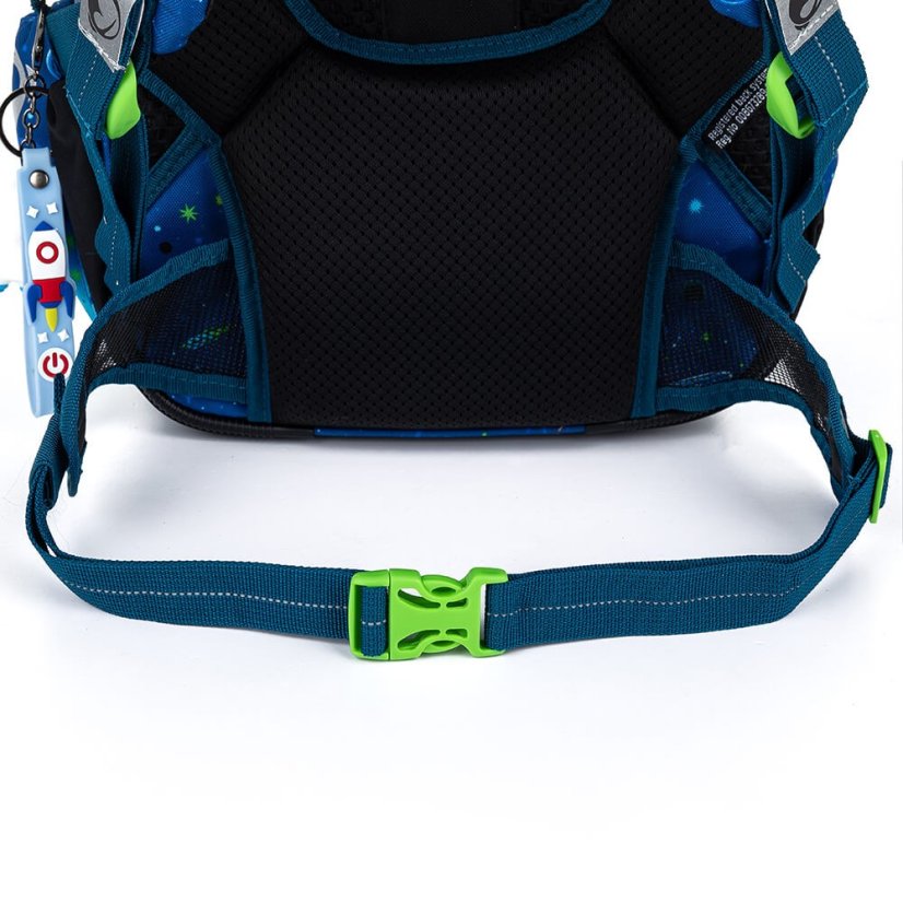 BAGMASTER Veľký školský SET LUMI 22 D modrý vesmírne psy