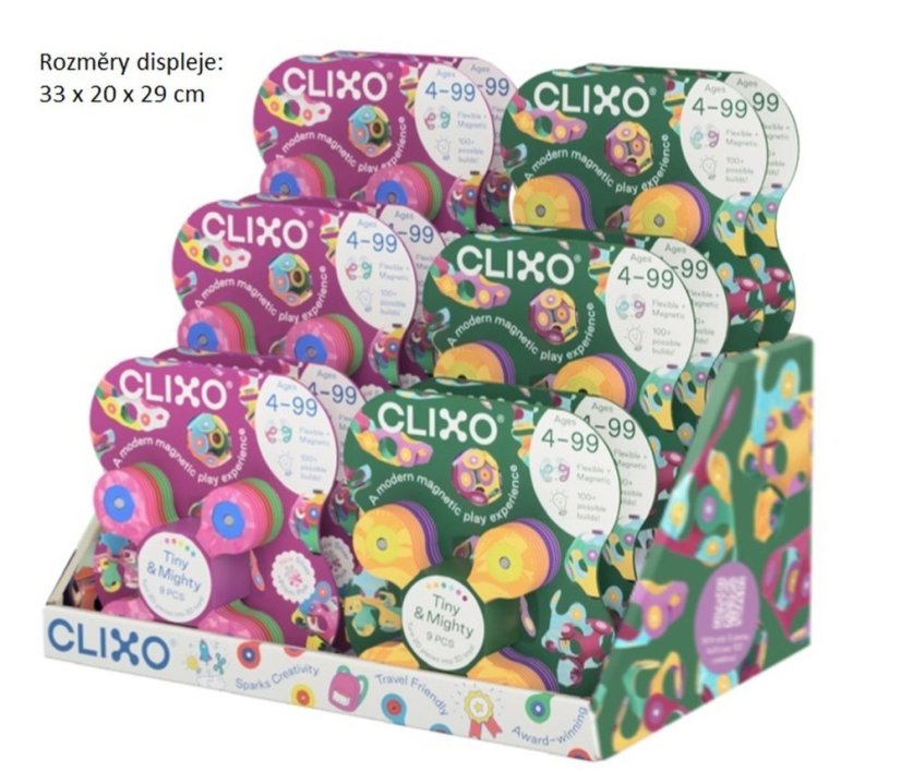 CLIXO Tiny & Mighty Sparkle - magnetická stavebnica 9 kusov