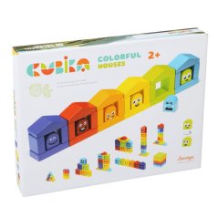 CUBIKA 14866  Barevné domečky - dřevěná stavebnice 30 dílů