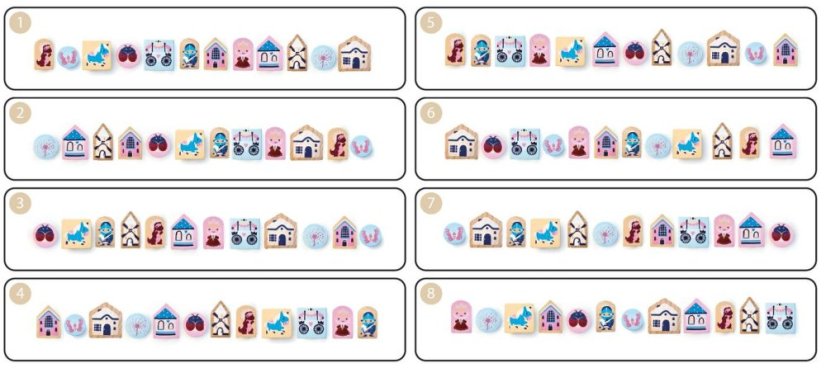 CUBIKA Pastel 16013 Navliekacia rozprávka - navliekací set - 13 drevených dielov a 8 predlôh