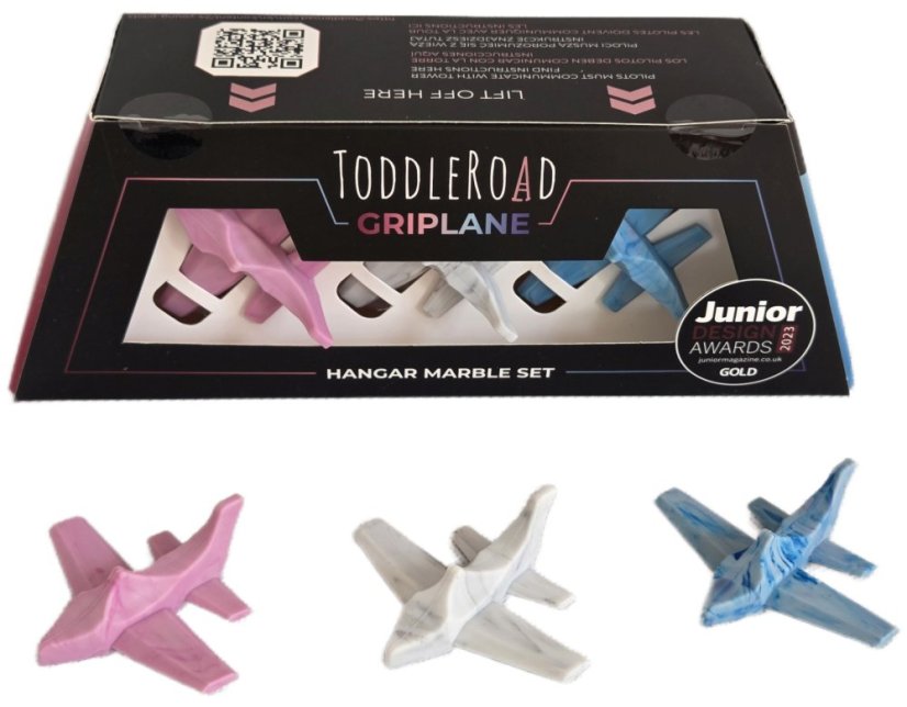 TODDLEROAD 2157 HANGÁR MARBLE - 3 ergonomické lietadlá s funkčnou krabicou