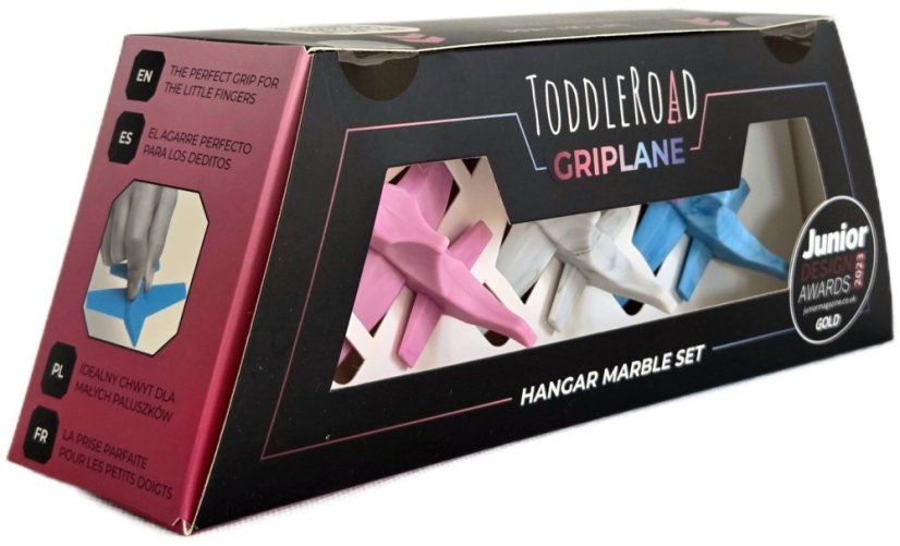 TODDLEROAD 2157 HANGÁR MARBLE - 3 ergonomické lietadlá s funkčnou krabicou