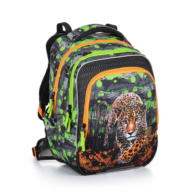 BAGMASTER Veľký školský SET BETA 22 C s leopardom oranžový