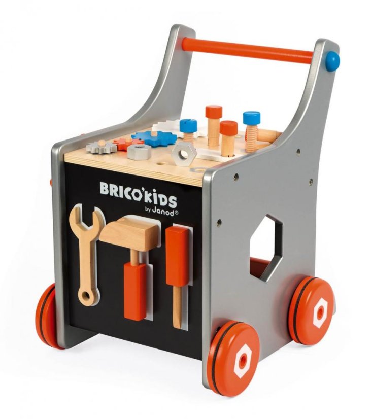 Janod BricoKids Chodítko a vozík s nářadím 25 ks