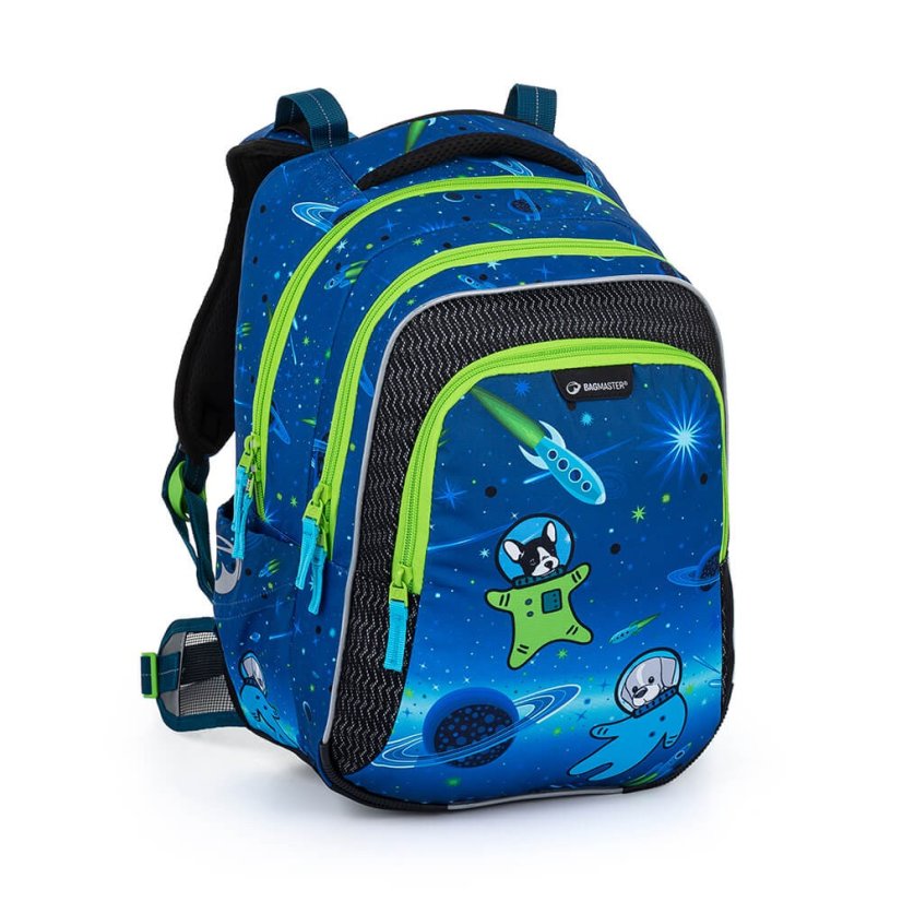 BAGMASTER Malý školský SET LUMI 22 D modrý vesmírne psy