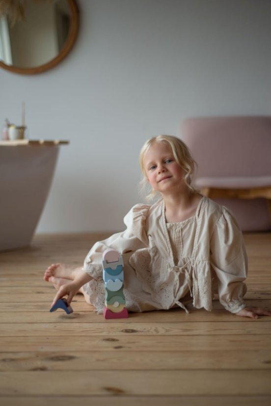 CUBIKA Pastel 16112 Balančná veža IX - drevená skladačka 11 dielov