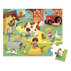 Janod Puzzle Den na farmě v kufříku 24  ks