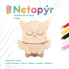 Netopier - drevené 3D omaľovánky