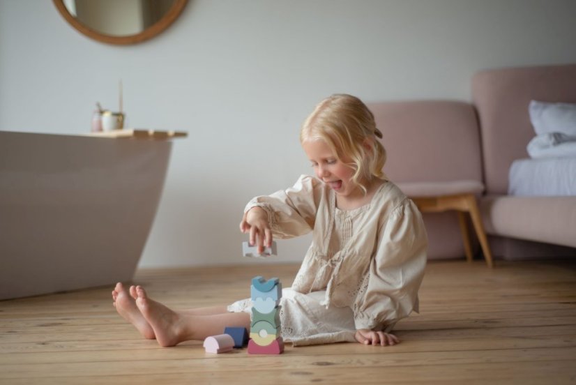 CUBIKA Pastel 16112 Balančná veža IX - drevená skladačka 11 dielov