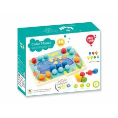 Lucy & Leo - Mozaika s pinzetou a vyšívaním - drevená hracia súprava s predlohami