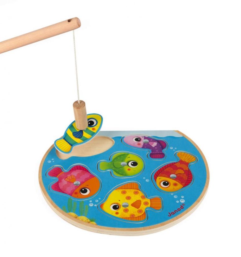 Janod Dřevěné vkládací puzzle Rybičky 6 ks