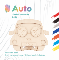 Auto - drevené 3D omaľovánky
