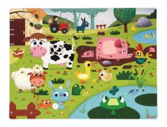 Janod Puzzle dotykové Zvieratká na farme s textúrou 20 ks
