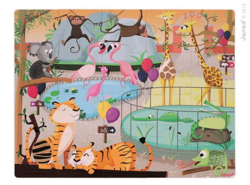 Janod Puzzle dotykové Den v  ZOO s textúrou 20 ks