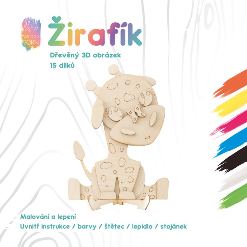Žirafa - Drevené 3D omaľovánky