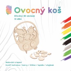 Ovocný koš - Dřevěná 3D omalovánka