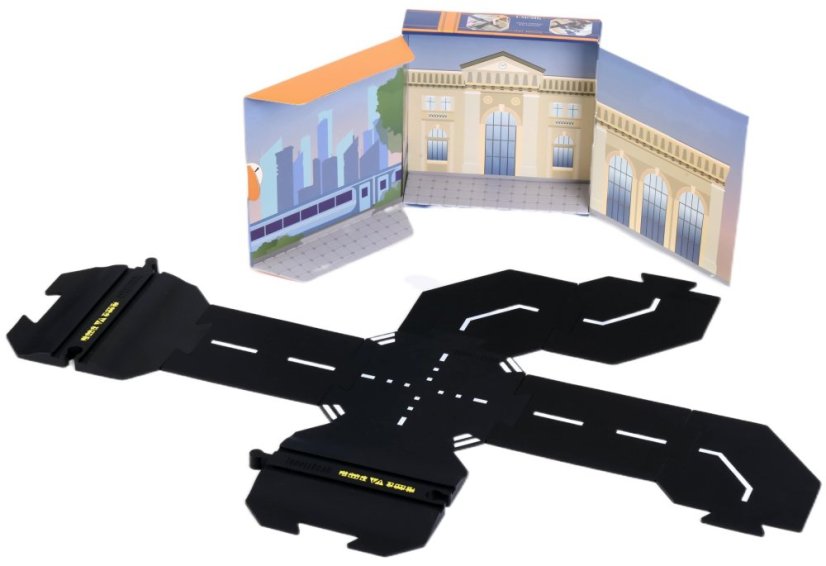 TODDLEROAD 2201 ŽELEZNIČNÍ PŘEJEZD S DOPLŇKY - flexibilní silnice - 8 silikonových puzzle dílů