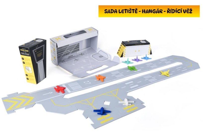 TODDLEROAD 2102 SADA LETISKO - flexibilná cesta - 14 silikónových puzzle dielov a 3 ergonomické lietadlá
