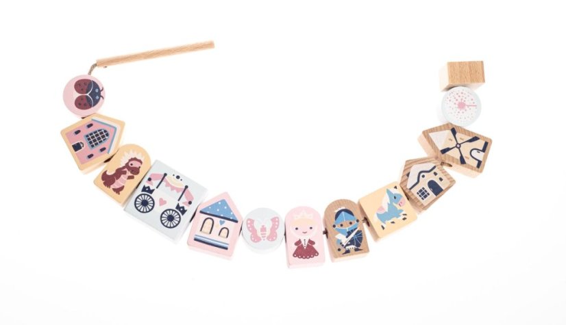 CUBIKA Pastel 16013 Navliekacia rozprávka - navliekací set - 13 drevených dielov a 8 predlôh