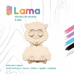 Lama - Drevené 3D omaľovanky