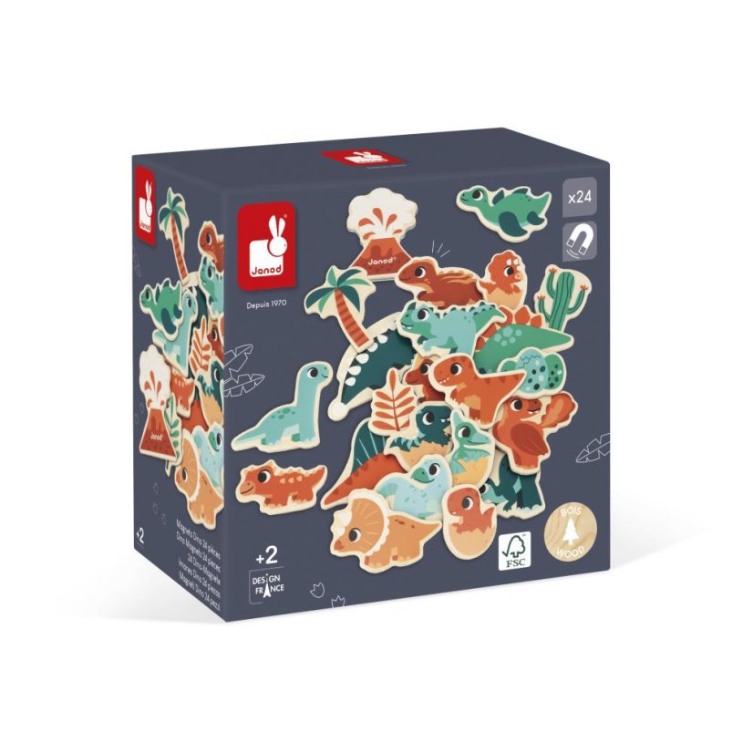 Janod Drevené magnetky Dinosaury 24 ks