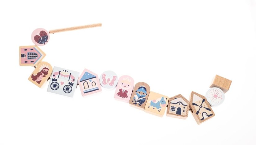 CUBIKA Pastel 16013 Navliekacia rozprávka - navliekací set - 13 drevených dielov a 8 predlôh
