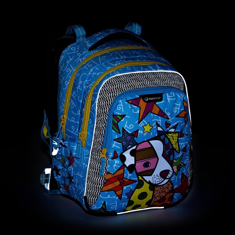 BAGMASTER Veľký školský SET LUMI 22 B so psíkom žiarivý