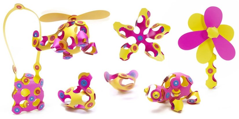 CLIXO Crew Pink & Yellow - magnetická stavebnica 30 kusov