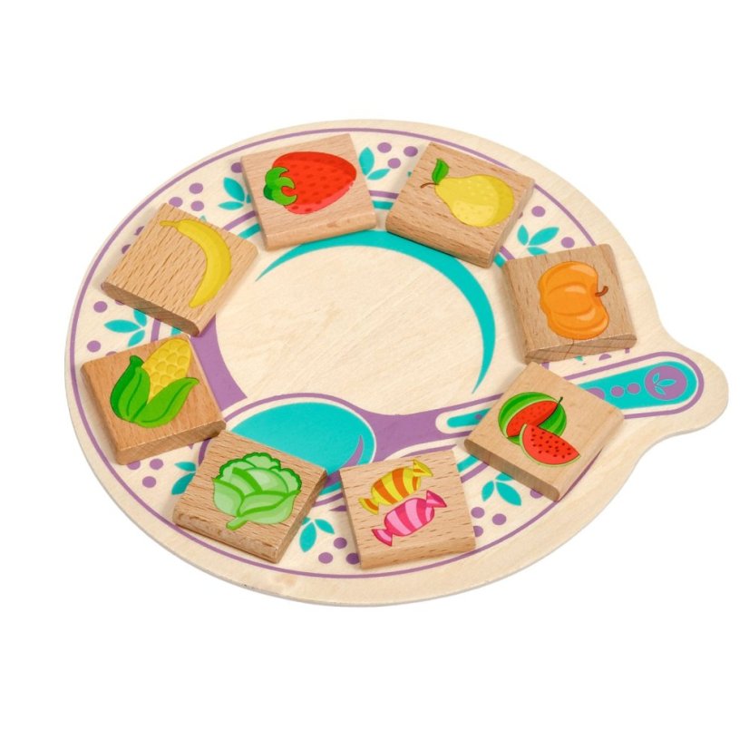 Lucy & Leo - "Jedlé - nejedlé" - drevená herná súprava 56 dielikov so šablónami