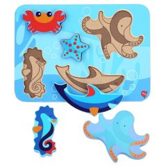 Lucy & Leo - Morské živočíchy - Drevené vkladacie puzzle 6 dielikov