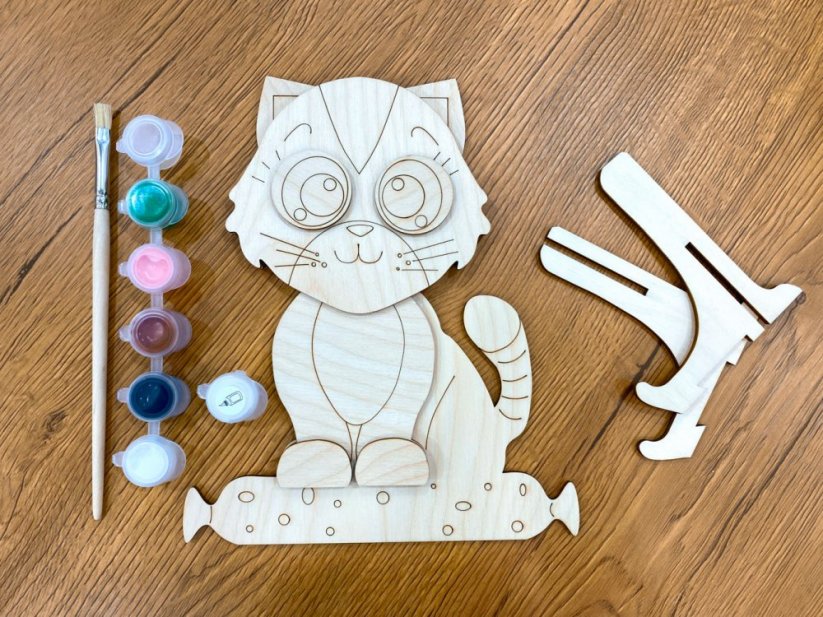 Mačka - Drevené 3D omaľovanky