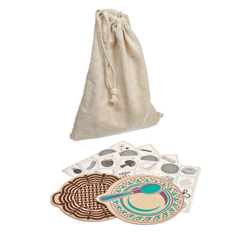 Lucy & Leo - "Jedlé - nejedlé" - drevená herná súprava 56 dielikov so šablónami