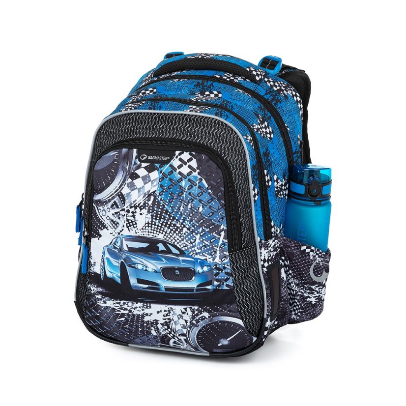 Bagmaster BATOH LUMI 23 D Školský trojkomorový batoh - modré auto