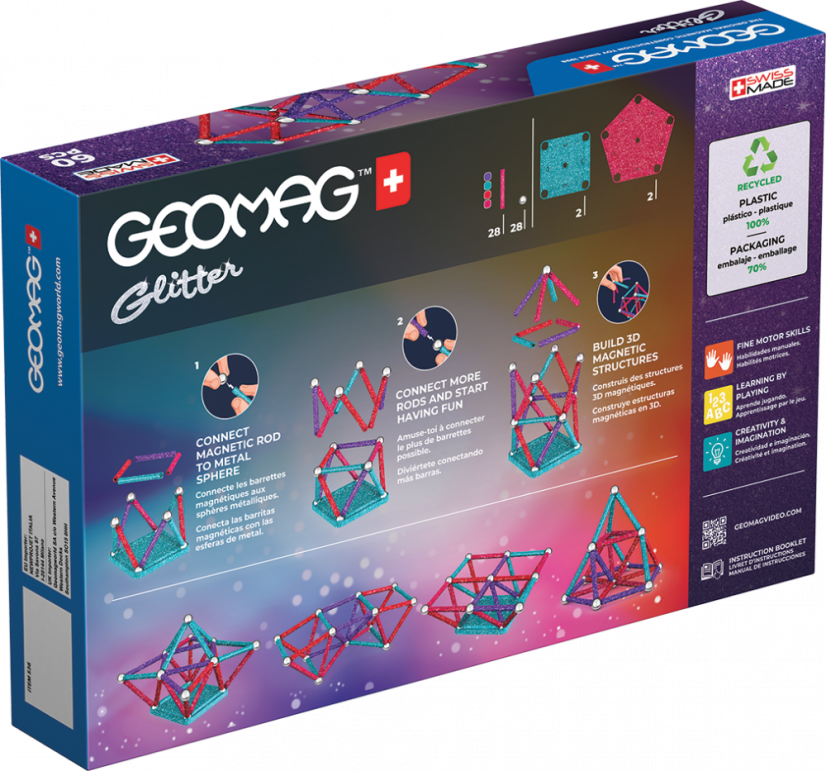 Geomag Glitter Recycled 60 pcs