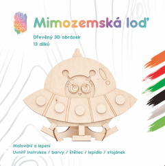 Mimozemská loď - Dřevěná 3D omalovánka