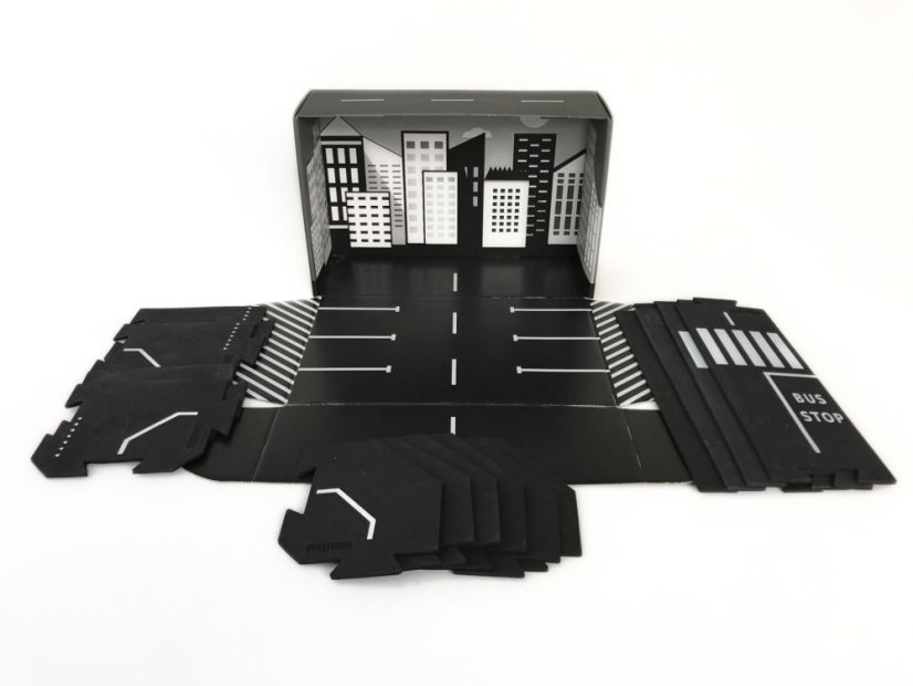 TODDLEROAD 2003 SADA MESTO - flexibilná cesta - 14 silikónových puzzle dielov