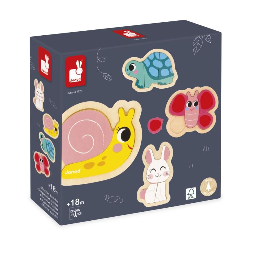 Janod Moje prvé drevené puzzle Záhrada 4v1