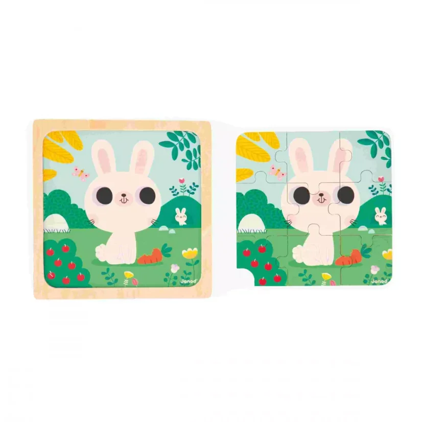 Janod Moje prvé drevené puzzle Zajac 9 dielikov