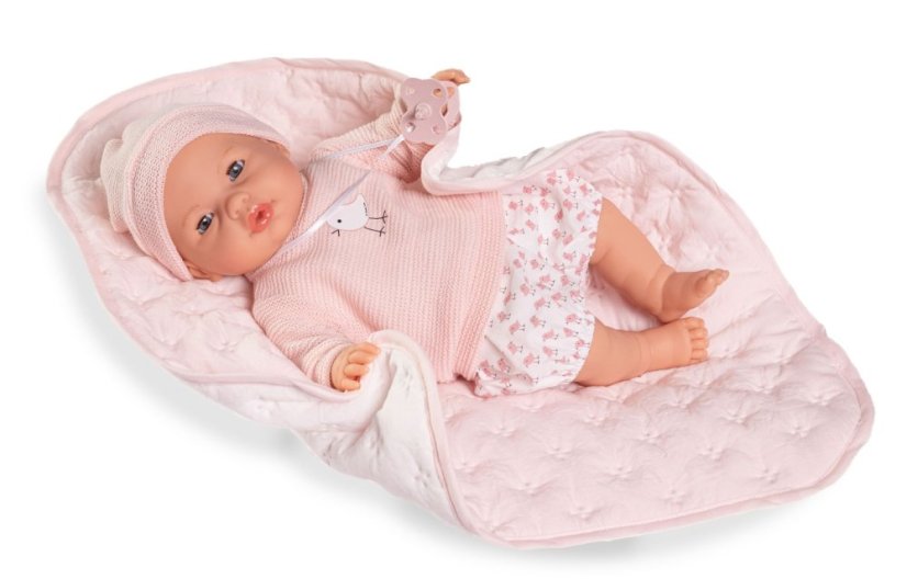 Antonio Juan 14365 BIMBA - mrkacia bábika bábätko so zvukmi a mäkkým látkovým telom - 37 cm