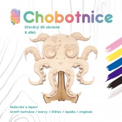 Chobotnice - 3D omalovánka ze dřeva