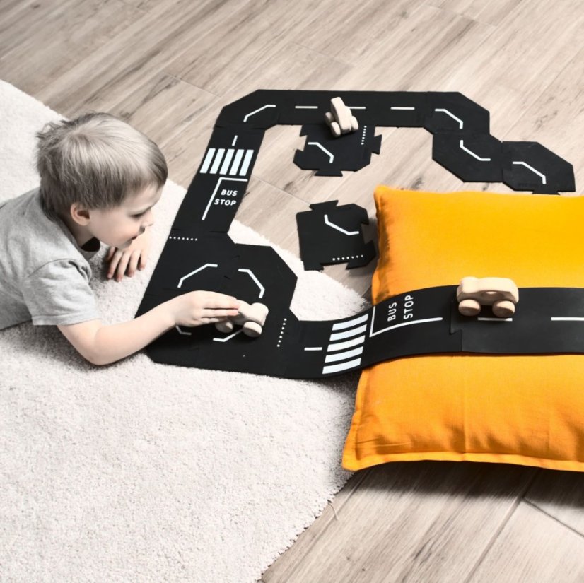 TODDLEROAD 2003 SADA MESTO - flexibilná cesta - 14 silikónových puzzle dielov