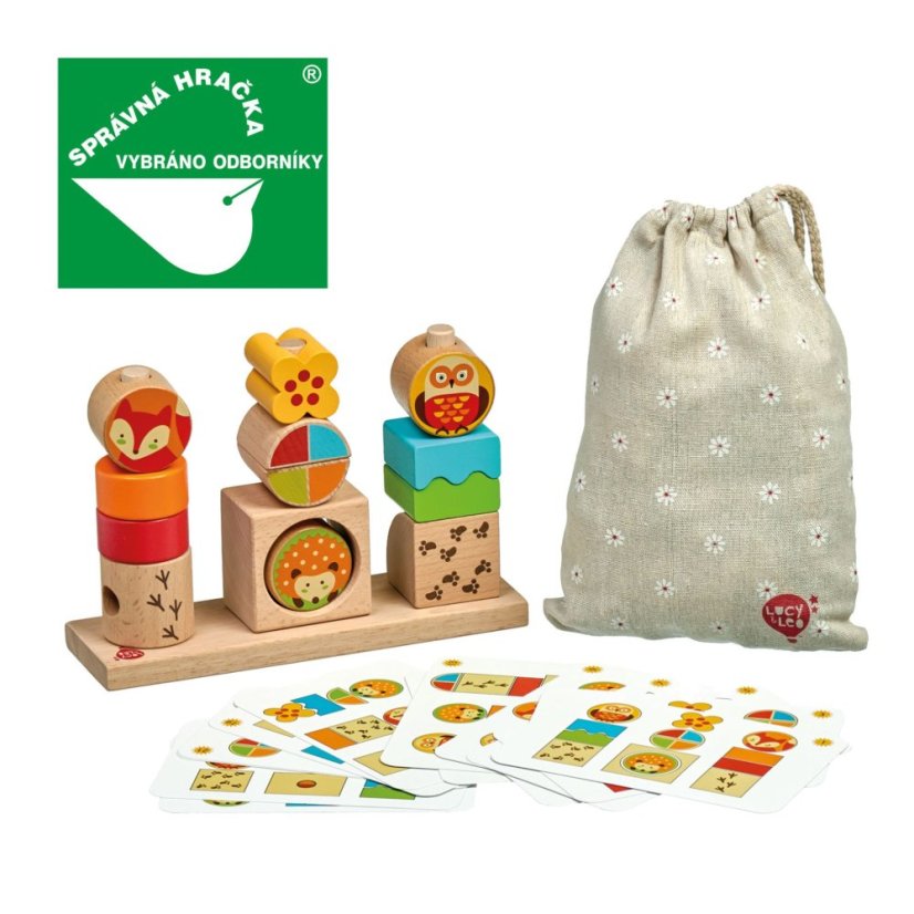 Lucy & Leo - Deň a noc - Drevená skladačka so šablónami