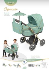 DeCuevas 85073 Skladací kočík pre bábiky so slnečníkom a taškou Capriccio 2025-60 cm