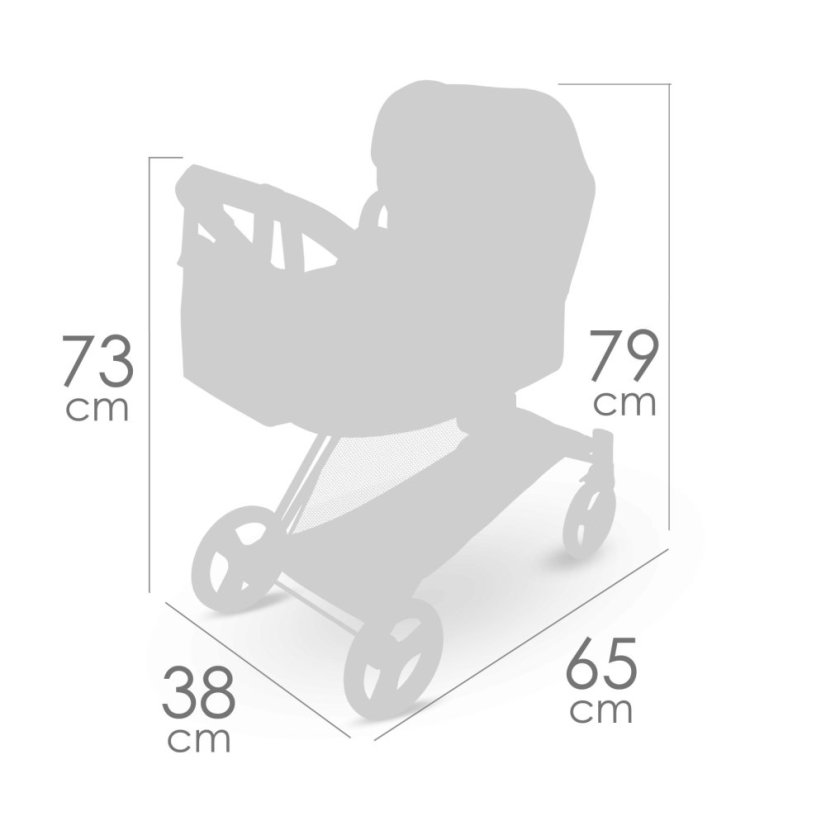 DeCuevas 81778 Skladací kočík pre bábiky 3 v 1 s taškou Verona 2025-73 cm