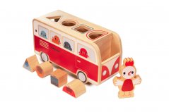 Lilliputiens - drevený vkladací autobus so sliepočkou Paulette