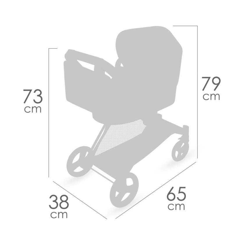 DeCuevas 81773 Skládací kočárek pro panenky 3 v 1 s taškou Capriccio 2025 - 73 cm